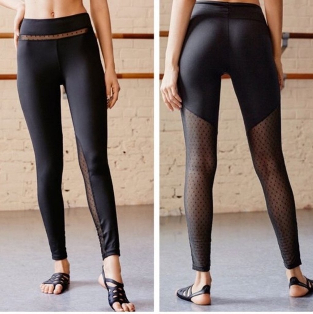 Free People Movement Elena polka dot mesh leggings